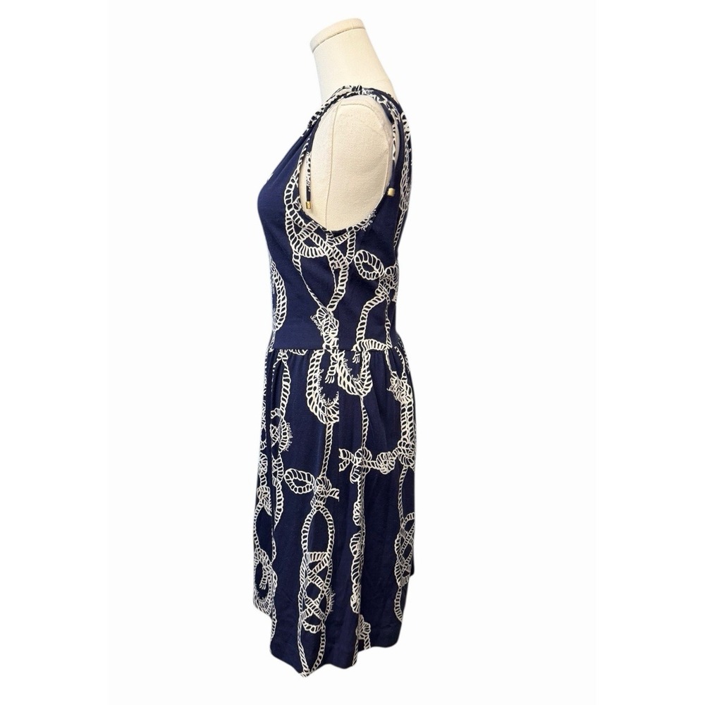 LILLY PULITZER Teeki One Shoulder Silk‎ Blend Dress S Blue Coastal Nautical Rope - Picture 4 of 15